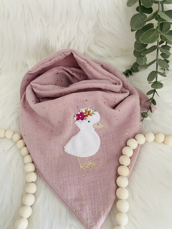 Musselin Halstuch Bohoente musselin halstuch ente bestickt, musselintuch baby, musselinhalstuch kinder, personalisiertes musselinhalstuch für kinder, geschenke zur geburt, musselin, musselinhalstuch für kinder, personalisiertes halstuch kinder, babygeschenke zur geburt, musselin halstuch ente rosa