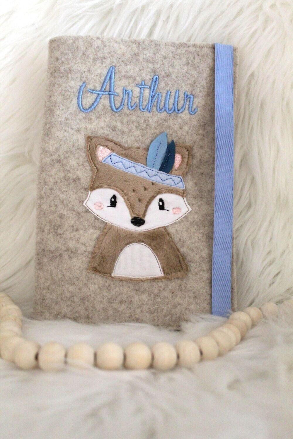 Untersuchungshefthülle Fuchs untersuchungshefthülle aus filz, untersuchungshefthülle aus wollfilz, uhefthülle personalisiert, personalisierte babygeschenke zur geburt, uhefthülle mädchen, uhefthülle für jungs, untersuchungshefthülle fuchs, uhefthülle mit name blau