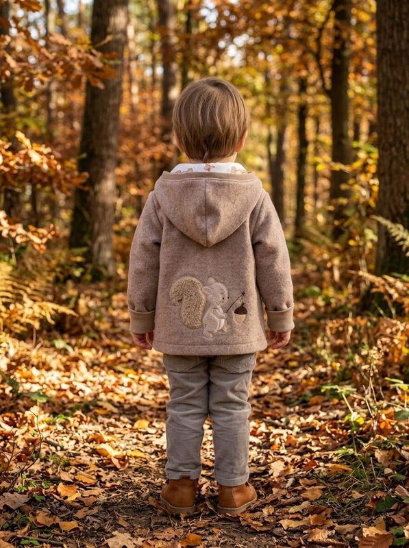 Wollwalkjacke Eichhörnchen mit Eichel Gr. 98 Wollwalkjacke Eichhörnchen mit Eichel Gr. 98
