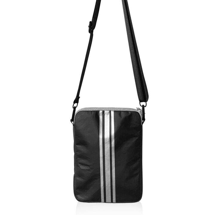 Cell Phone Purse - Black with Silver Stripes