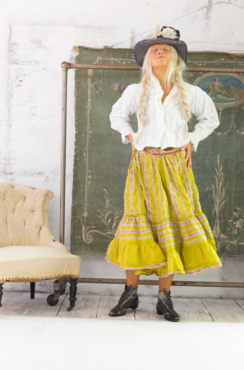 Yellow Plum Rose Ribbon Vara Skirt
