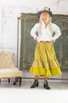Yellow Plum Rose Ribbon Vara Skirt
