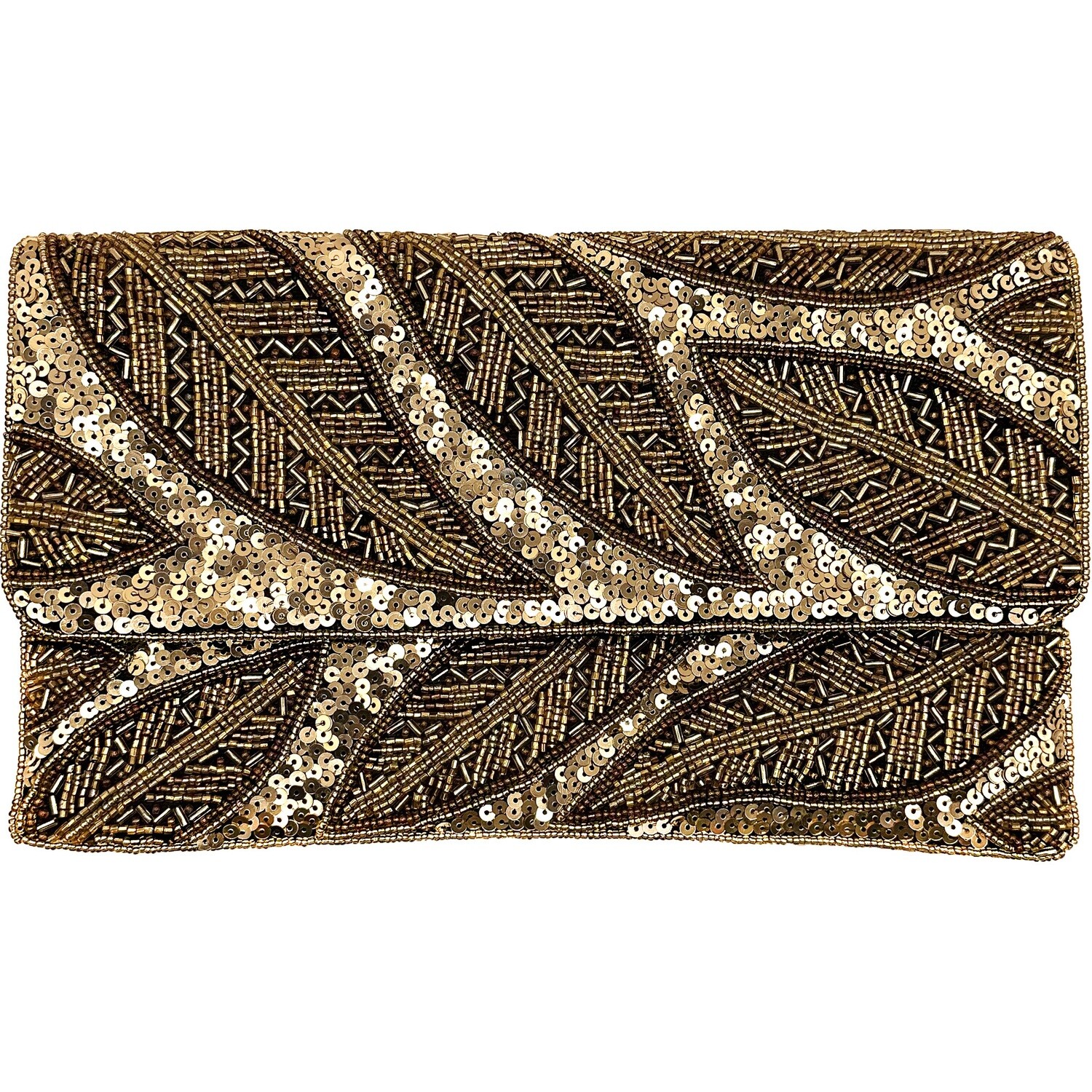 Leaf Gold/Silver Beaded Sequins Clutch