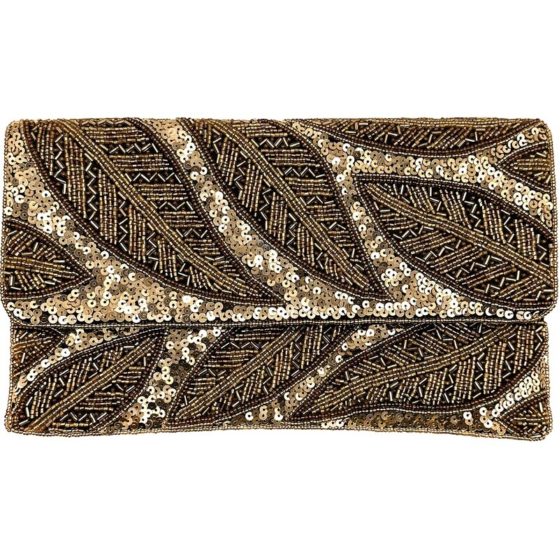 Leaf Gold/Silver Beaded Sequins Clutch