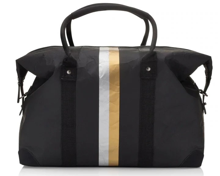 The Weekender - Black with Metallic Double Line