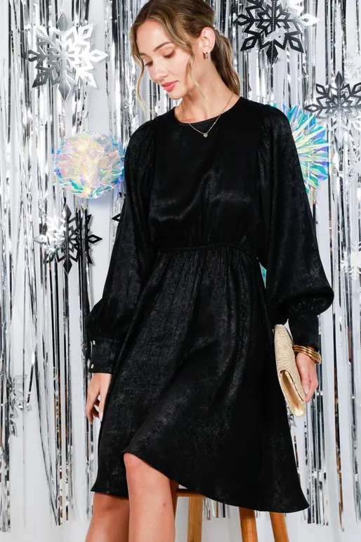 Metallic Puff Sleeve Dress