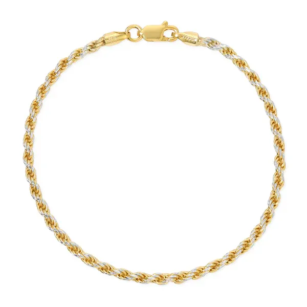 Two Toned Diamond Cut Rope Bracelet