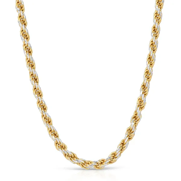 Two Toned Diamond Cut Rope Necklace