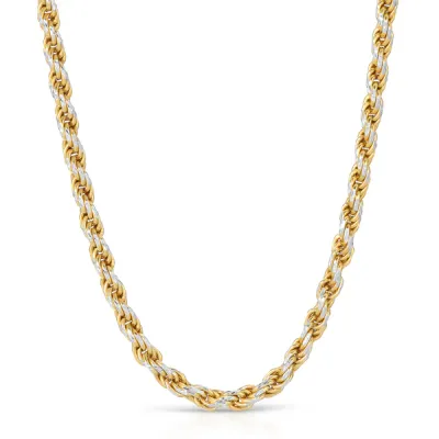Two Toned Diamond Cut Rope Necklace