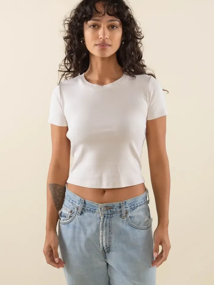 Relaxed Fit Ribbed Baby Tee