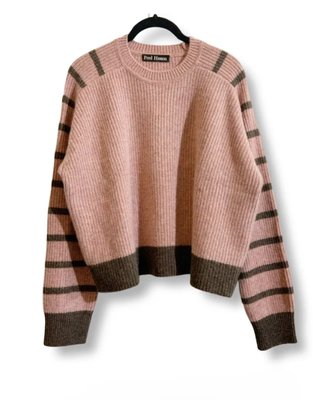 Stripe Shaker Cashmere Crew Neck Sweater