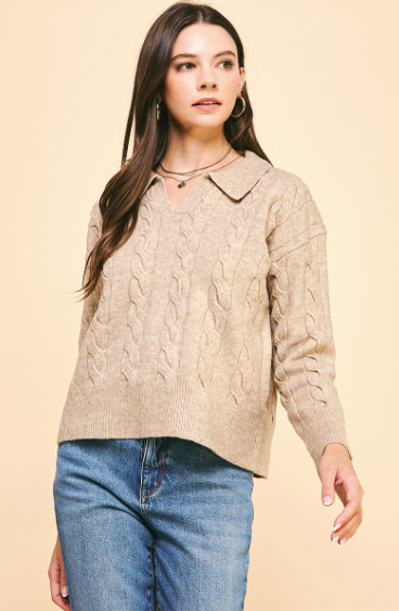 Cable Knit Collared Sweater