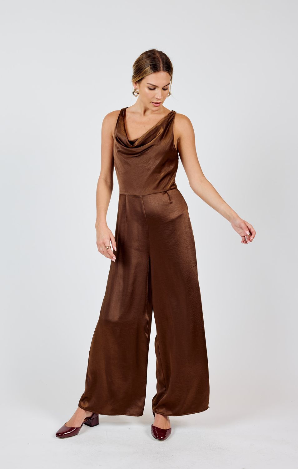 Warm Tea Cowl Neck Jumpsuit