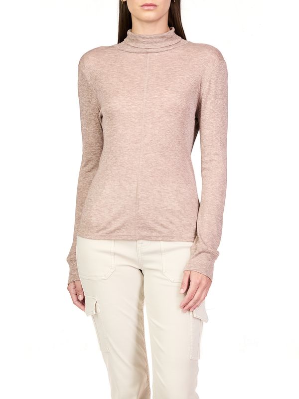 Exposed Seam Mock Neck Top