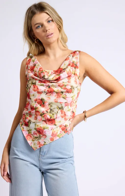 Aniston Cowl Drape Asymmetric Top