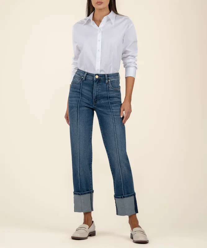Fay Straight Leg Roll-Up Jean - Attentive Wash