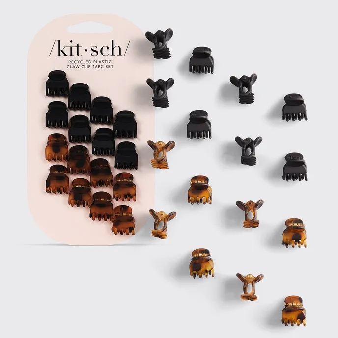Recycled Plastic Mini Claw Clips 16pc - Blk &amp; Tort