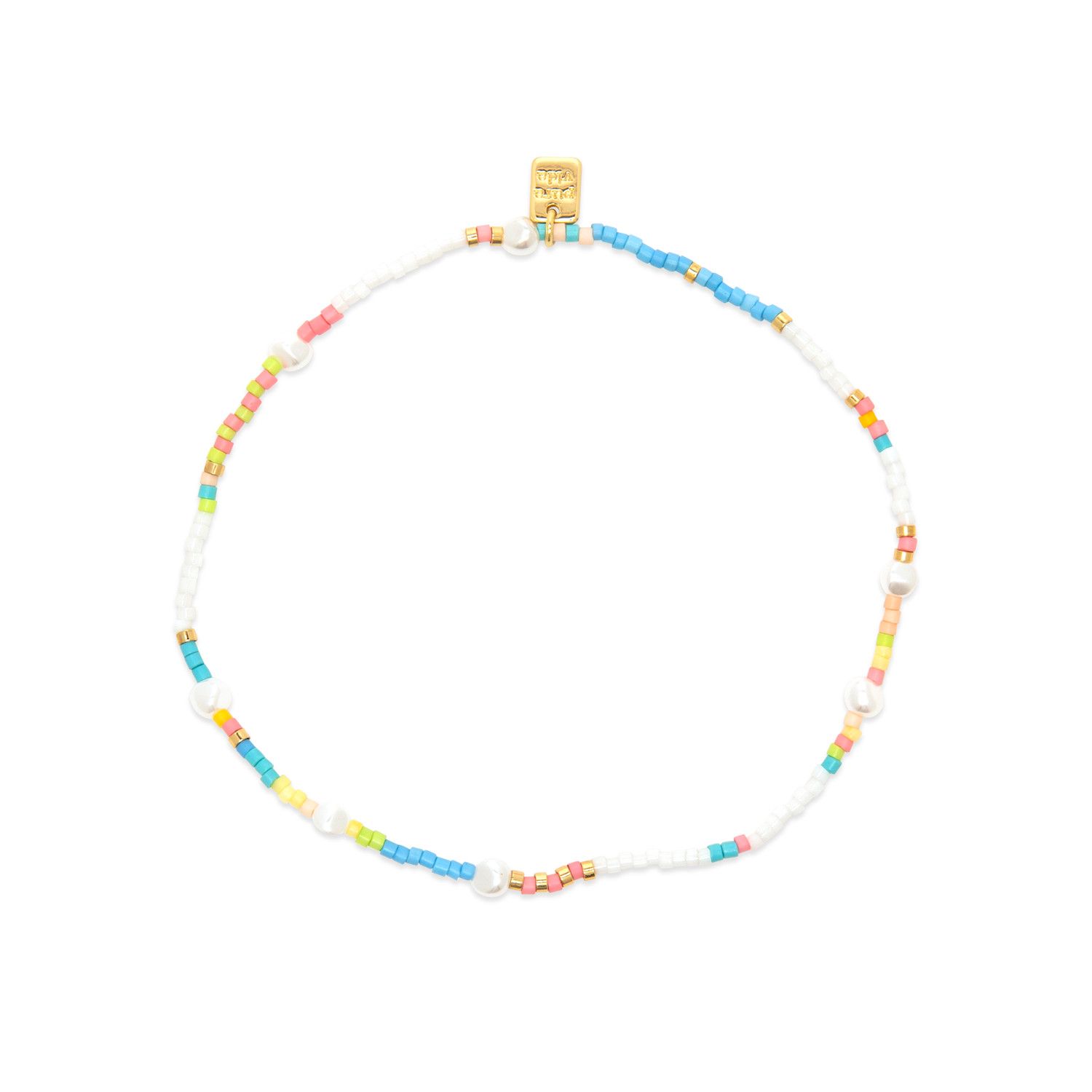 Mixed Seed Bead Gold Stretch Anklet