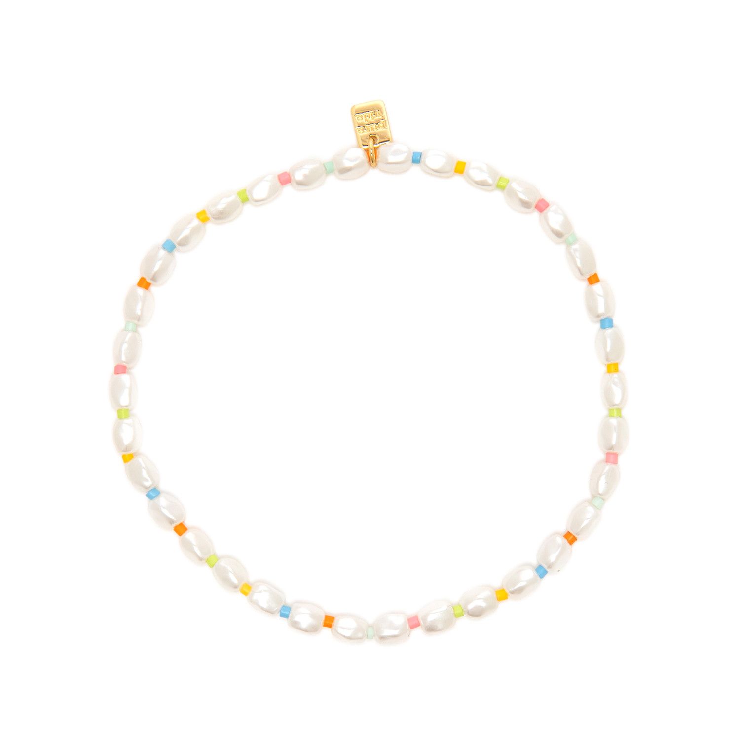 Rainbow Pearl Stretch Anklet