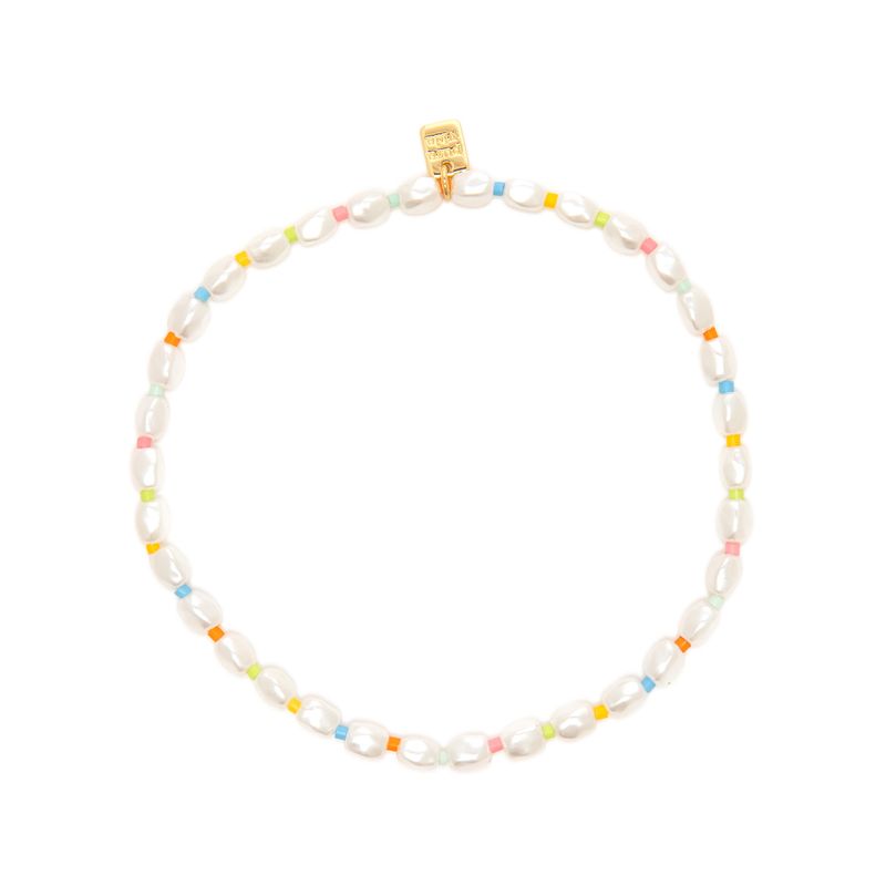 Rainbow Pearl Stretch Anklet
