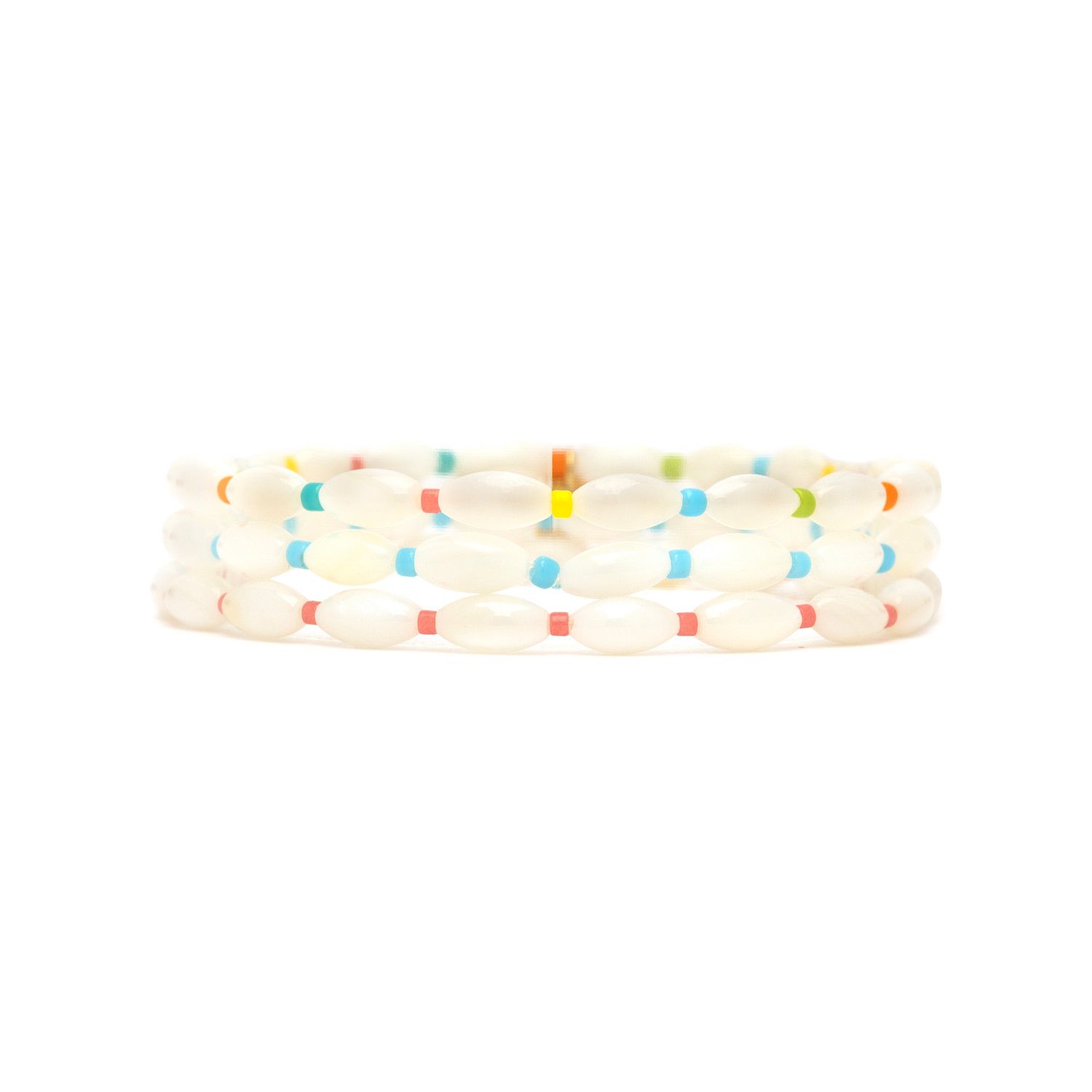 Rainbow Pearl Stretch Bracelet - Set of 3