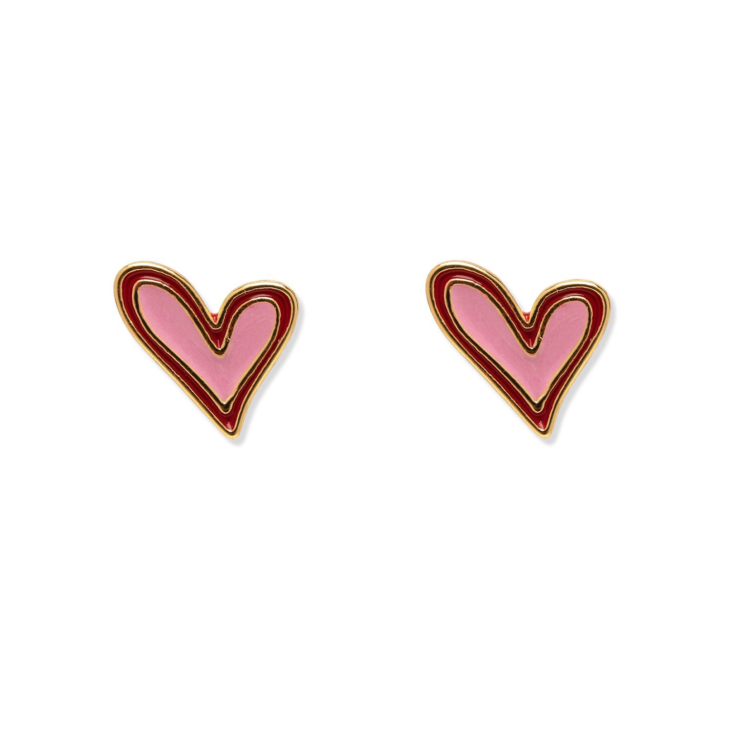 Enamel Abstract Heart Stud Earrings