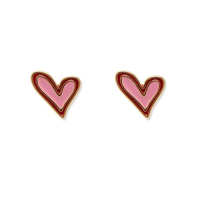 Enamel Abstract Heart Stud Earrings