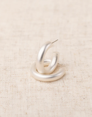 Sara Brushed Silver Earring