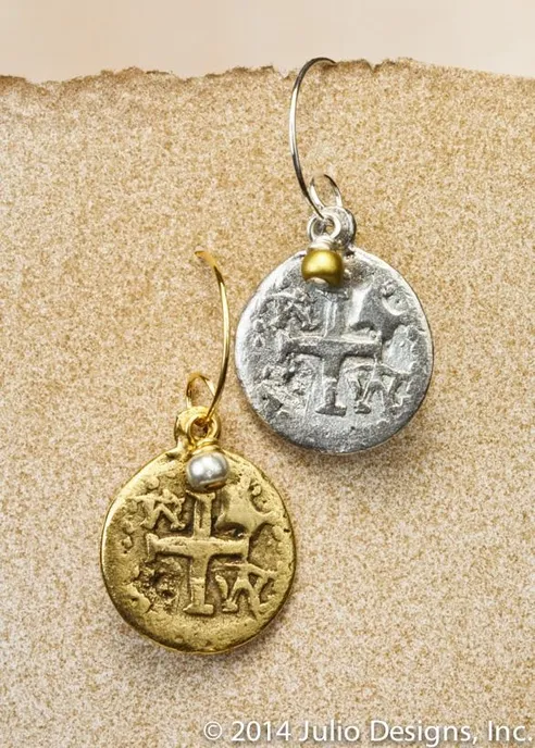 Coin Cross Earrings