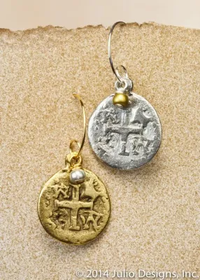 Coin Cross Earrings