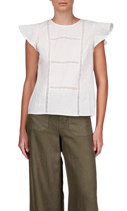 Ruffle Sleeve Shell Top