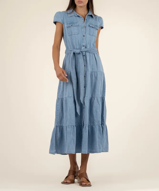 Maxi Tier Dress with Cap Sleeve