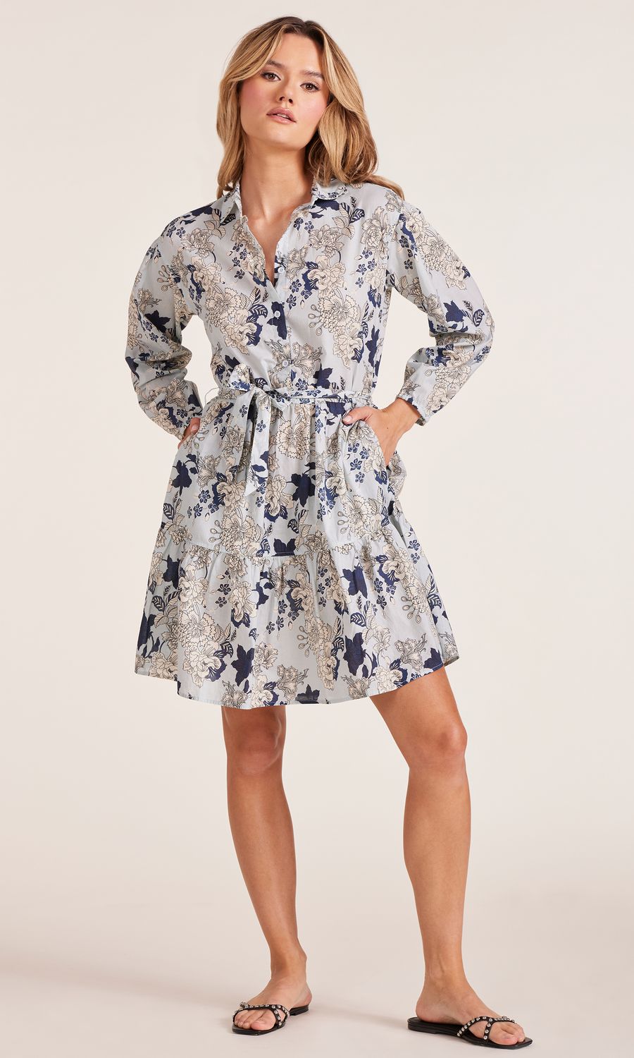 Balloon Sleeve Collared Tier Dress
