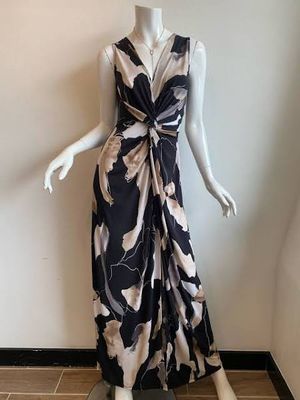 Printed Twist Front Maxi Dress