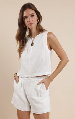 Coastal Calm Linen Pleated Short