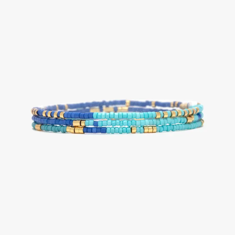 Mixed Seed Bead Gold Stretch Bracelet