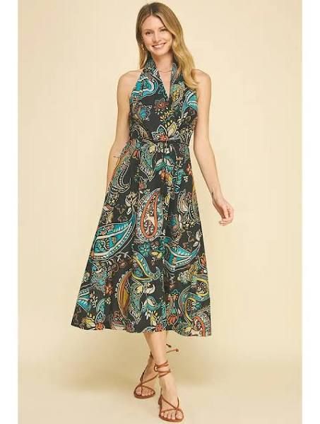 Paisley Halter Neck Maxi Dress