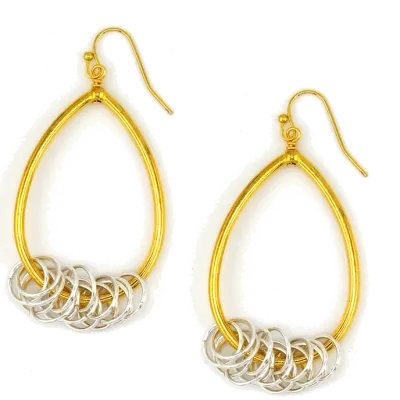 Linked Rings on Teardrop Earrings