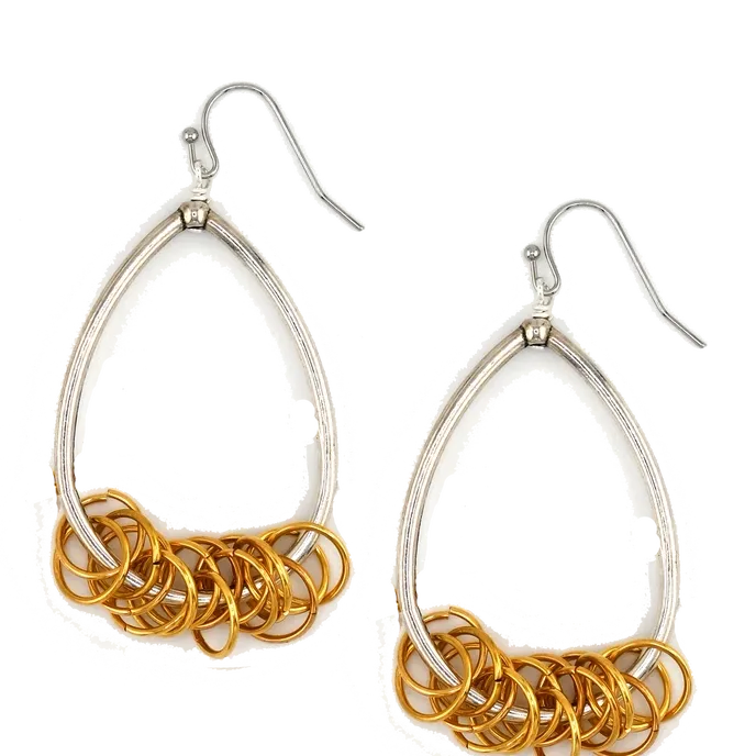 Linked Rings on Teardrop Earrings