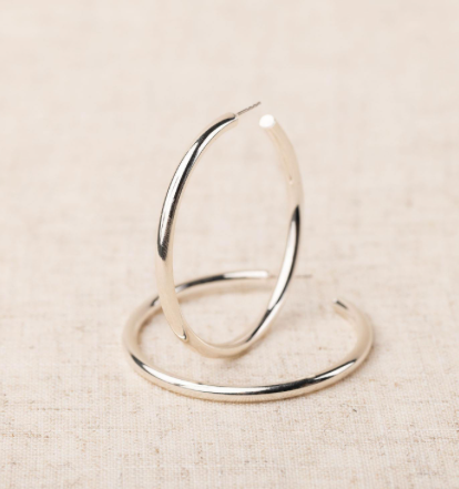 Salem Silver Shiny Large Hoops