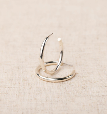 Heather Silver Shiny Large Hoops