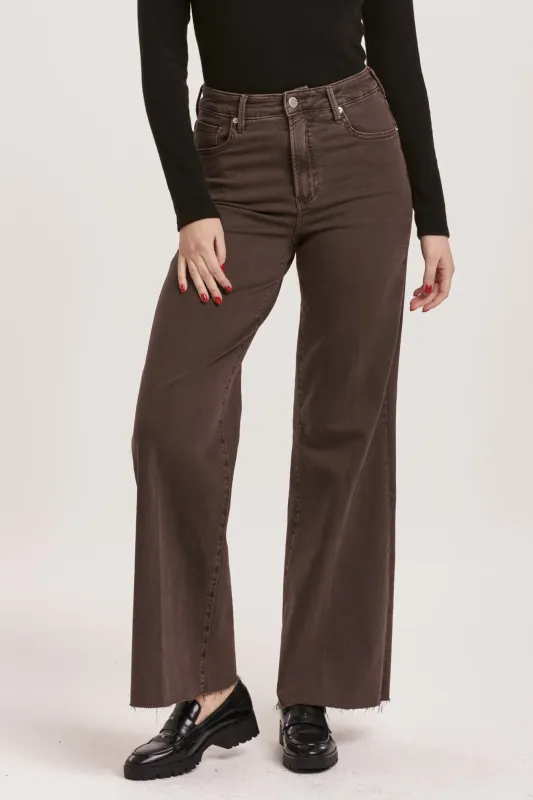 Fiona Wide Leg Jean - Mocha Brown