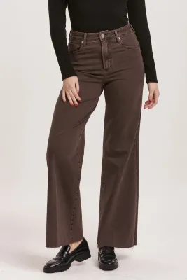 Fiona Wide Leg Jean - Mocha Brown