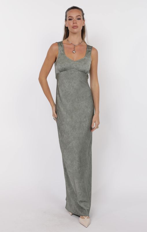 Forever Yours Crinkled Satin Maxi Dress