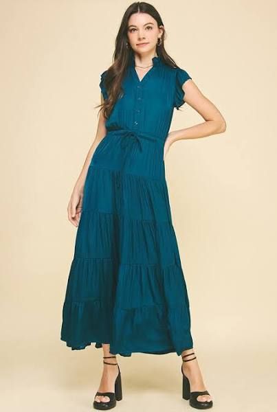 Satin Tiered Maxi Dress