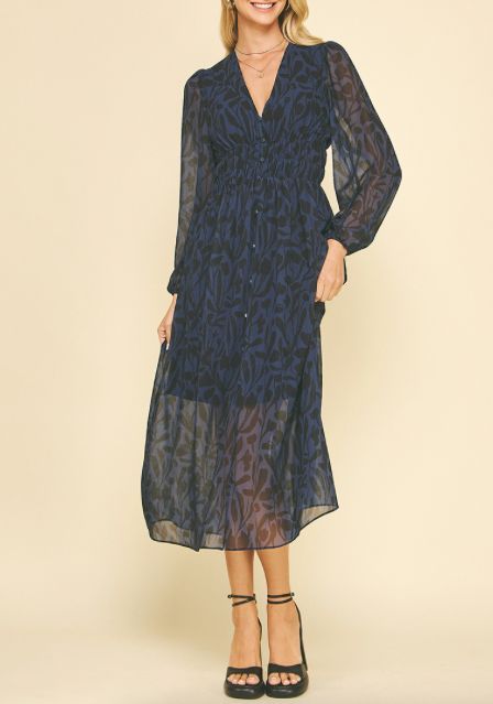 See-Through Button Down Maxi Dress