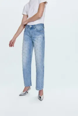 Lexi Bowed Straight Jean - Aries Wash
