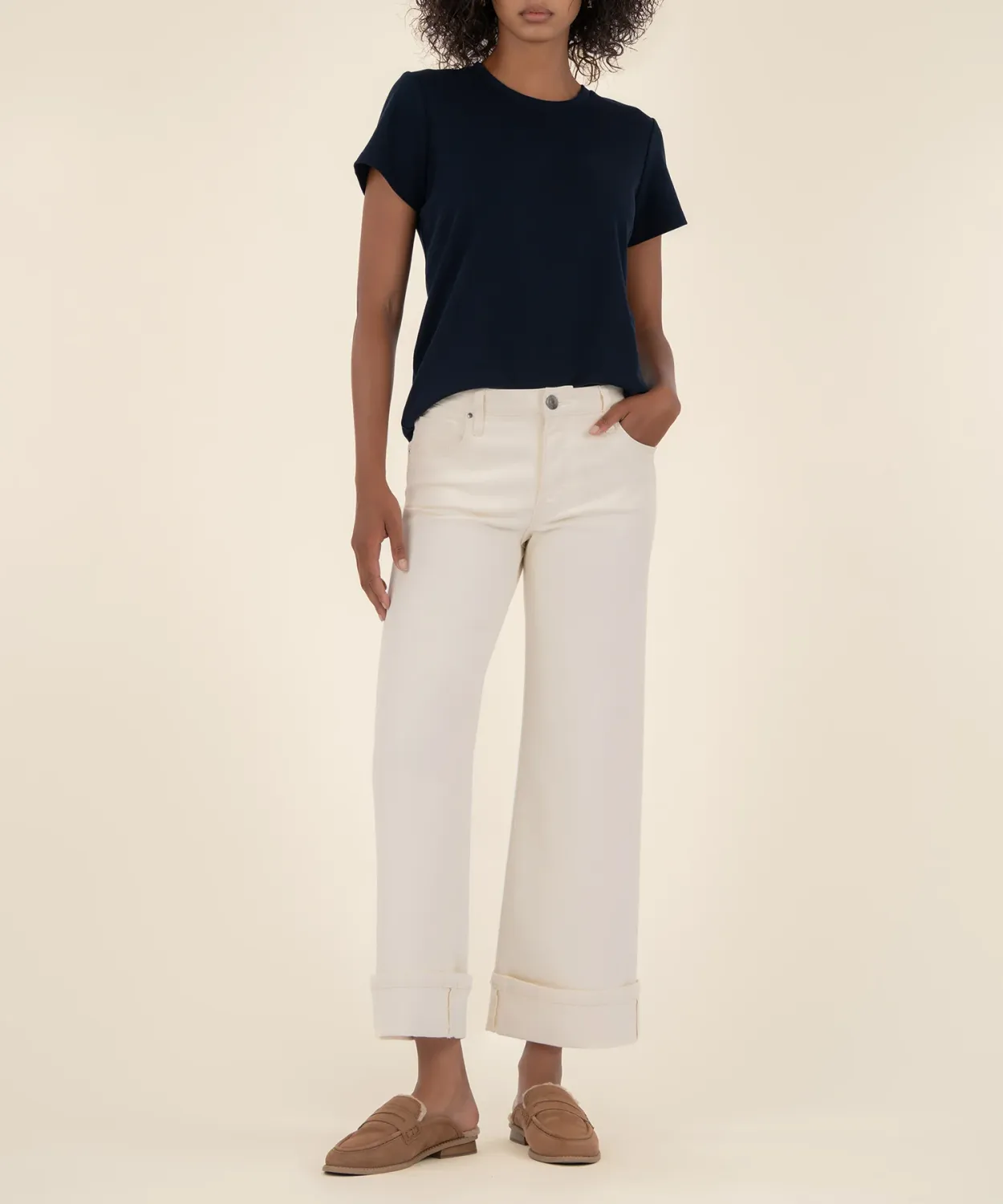 Meg Fab Ab Wide Leg Jean - Candle