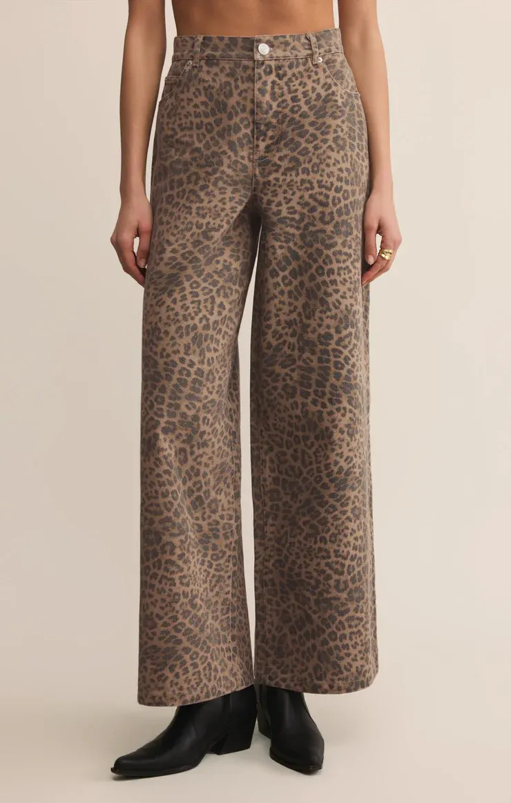 Marli Denim Leopard Pant - Desert Tan