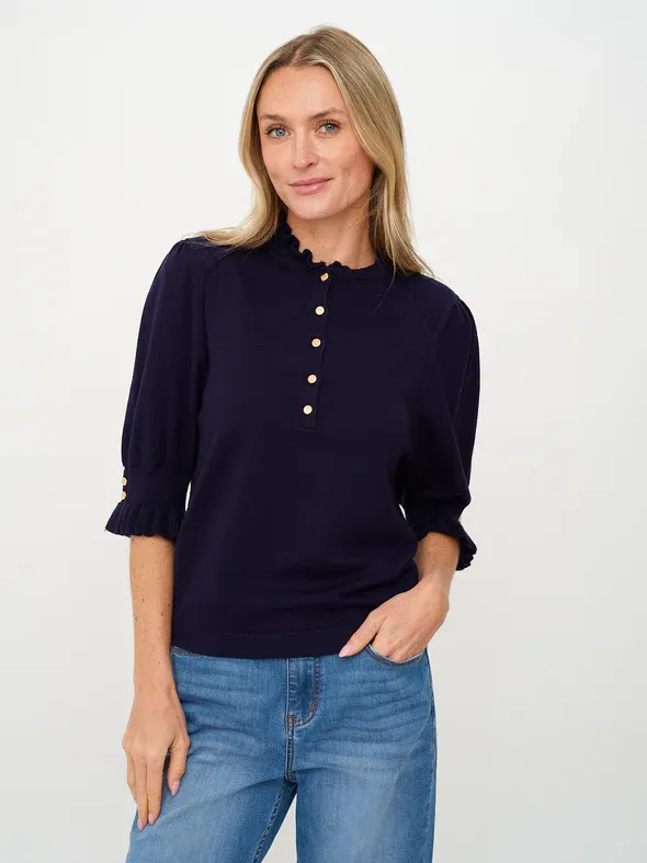 Daphne Elbow Length Flutter Sleeve Top